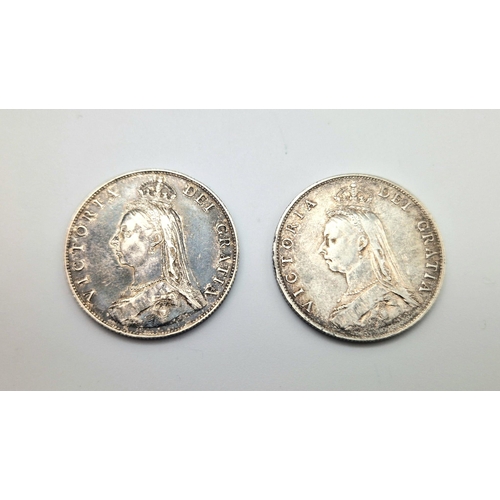 81 - Two Queen Victoria 1887 Silver Florin Coins. Please see photos for conditions.