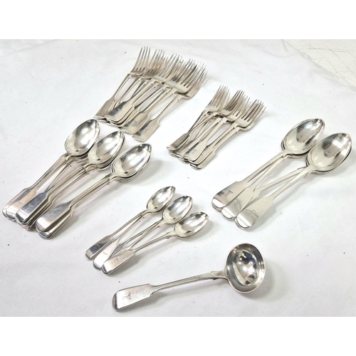 33 - A 48 Piece Section of a Victorian Sterling Silver George Adams Flatware Set. Includes: 6 serving spo... 