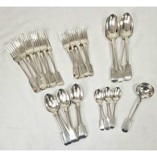 33 - A 48 Piece Section of a Victorian Sterling Silver George Adams Flatware Set. Includes: 6 serving spo... 