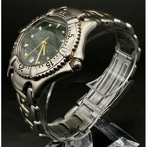 598 - A Vintage Krug-Baumen Oceanmaster Gents Watch. Two tone metal strap. Case - 38mm. Green dial with da... 