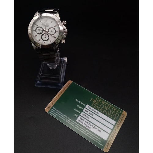 151 - A Rolex Daytona Cosmograph Gents Watch. Stainless steel strap and case - 40mm. White dial with three... 