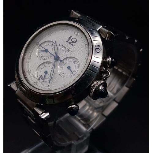 178 - A Cartier Pasha Chronograph Gents Watch. Stainless steel strap and case - 38mm. Automatic movement. ... 