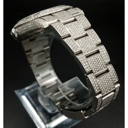 97 - A Rolex Diamond Encrusted Datejust Gents Watch. Case - 40mm. Diamond encrusted dial with date window... 