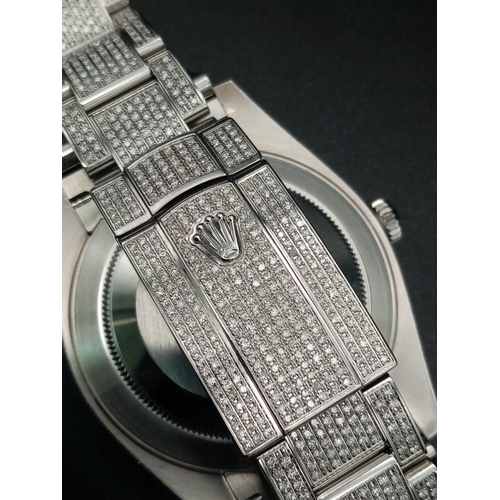 97 - A Rolex Diamond Encrusted Datejust Gents Watch. Case - 40mm. Diamond encrusted dial with date window... 