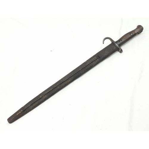 162 - WW1 British 1907 Pattern Hooked Quillion Bayonet Dated 1908 Sanderson.