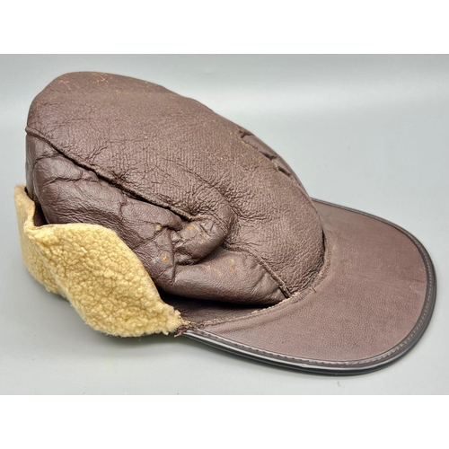 274 - WW2 U.S.A.A.F Leather B2 Bomber Crew Hat.