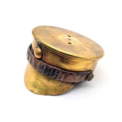 71 - INERT WW1 British Trench Art Cap. Made from an 18 Pounder shrapnel shell dated 1907 and indicating t... 