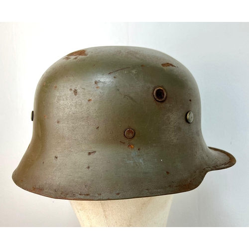 99 - WW2 German Allgemeine SS Officers M18 Pattern Parade Stahlhelm Helmet. Dark green paintwork with ven... 