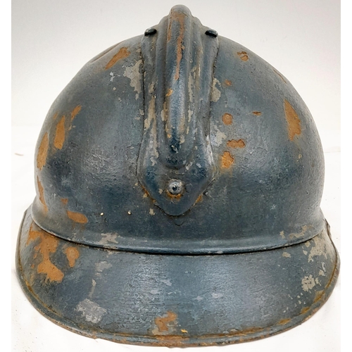 120 - WW1 French 1915 Mle Casque Adriane Helmet. Badged to the Infantry. Original Paint & Liner.