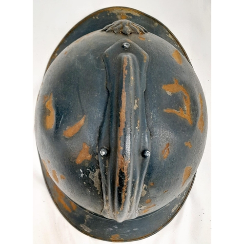 120 - WW1 French 1915 Mle Casque Adriane Helmet. Badged to the Infantry. Original Paint & Liner.