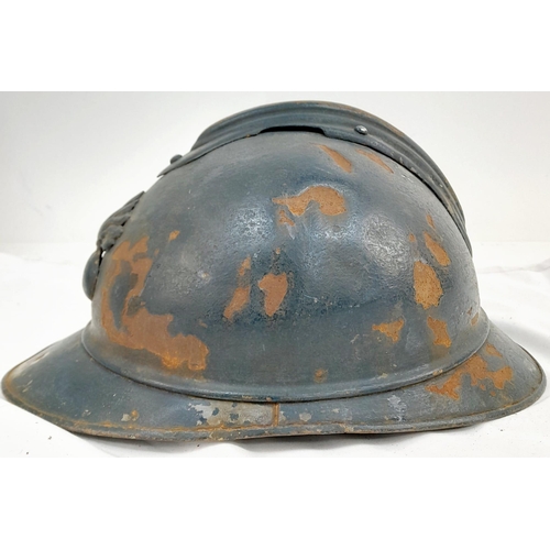 120 - WW1 French 1915 Mle Casque Adriane Helmet. Badged to the Infantry. Original Paint & Liner.