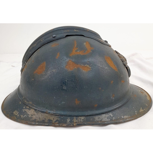 120 - WW1 French 1915 Mle Casque Adriane Helmet. Badged to the Infantry. Original Paint & Liner.