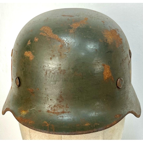 148 - WW2 German M35 Police Helmet Small Size 60. Maker: N.S. Vereinigte Deutsche Nickel Werke AG, Schwert... 