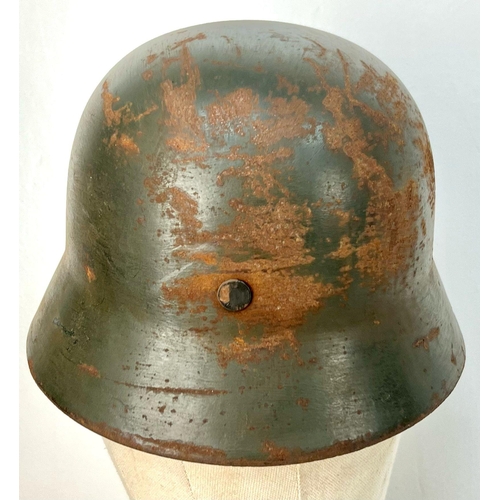 148 - WW2 German M35 Police Helmet Small Size 60. Maker: N.S. Vereinigte Deutsche Nickel Werke AG, Schwert... 