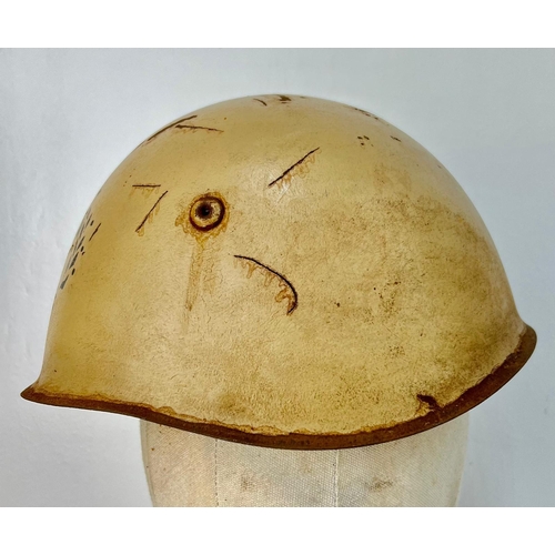 169 - WW2 Italian Airforce M1933 Helmet in North Africa Campaign Colour.