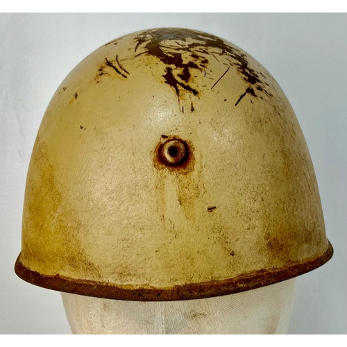 169 - WW2 Italian Airforce M1933 Helmet in North Africa Campaign Colour.