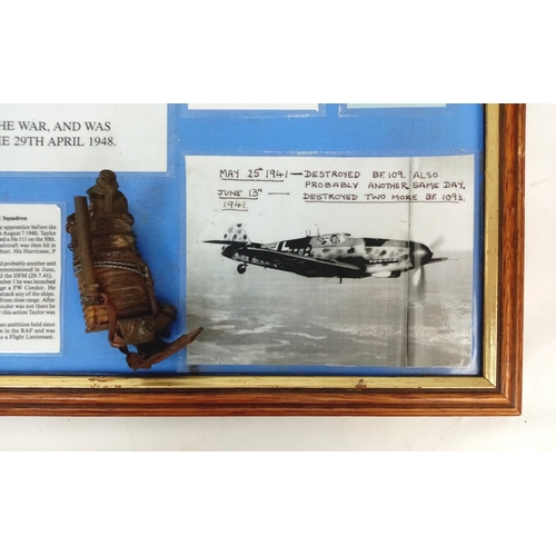 190 - Framed Hawker Hurricane Fragments. Shot down 31 st August 1940 during the Battle of Britain. With
wr... 