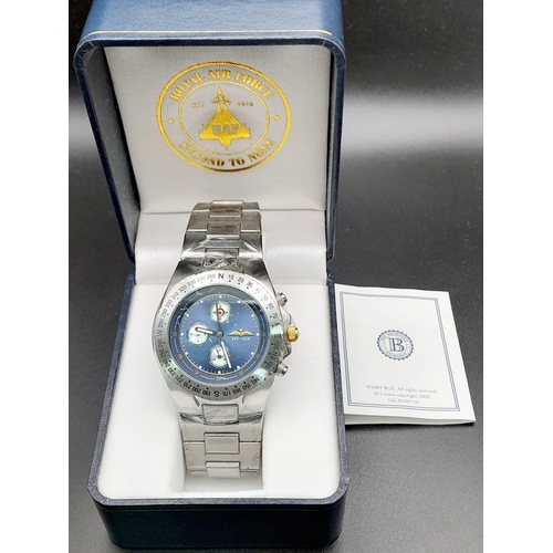 209 - Unworn Limited Edition 90 th Anniversary RAF Gold Edition Chronograph Watch, still in Original Box w... 