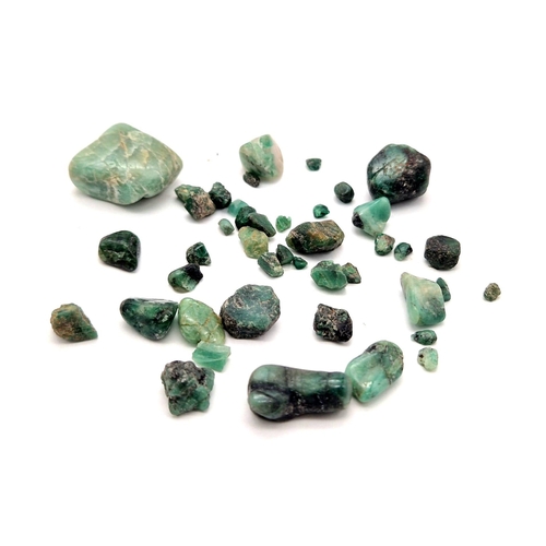 1554 - 130 Pieces Uncut Colombian Emeralds 130 Total Carats. No certificate so a/f.