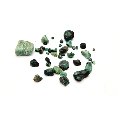 1554 - 130 Pieces Uncut Colombian Emeralds 130 Total Carats. No certificate so a/f.