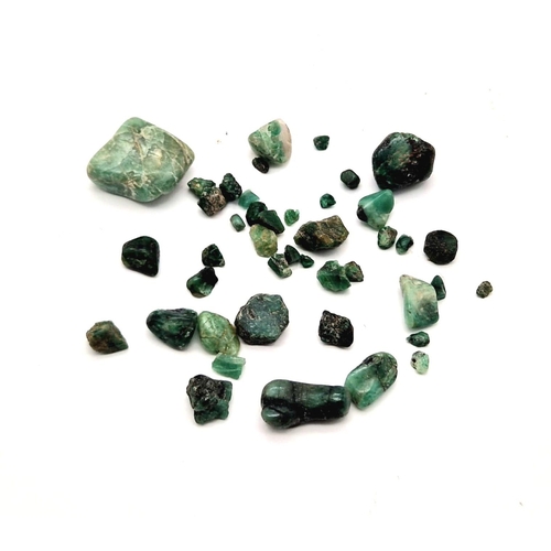 1554 - 130 Pieces Uncut Colombian Emeralds 130 Total Carats. No certificate so a/f.