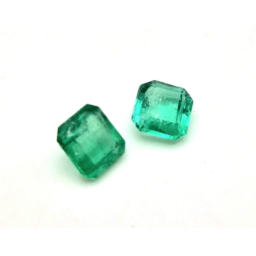 223 - Two Colombian Emeralds Asher Cut 0.72 carats and 0.64 carats Total 1.36 carats. No certificates so a... 