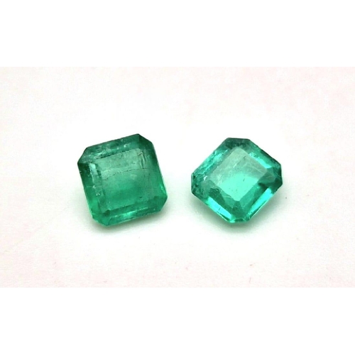 223 - Two Colombian Emeralds Asher Cut 0.72 carats and 0.64 carats Total 1.36 carats. No certificates so a... 