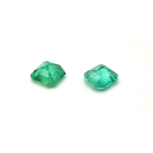 223 - Two Colombian Emeralds Asher Cut 0.72 carats and 0.64 carats Total 1.36 carats. No certificates so a... 