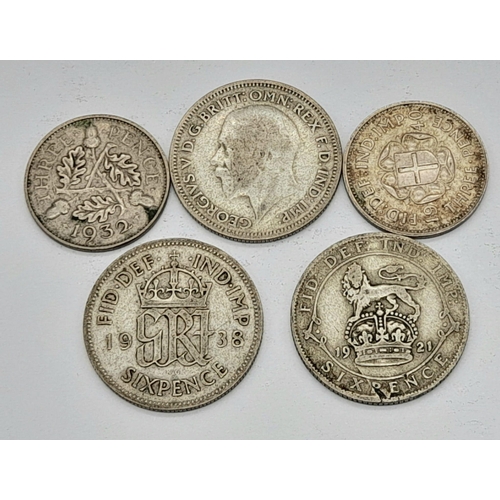 1559 - A Parcel of 29 Pre-1947 Silver Coins Comprising; 22 Shillings, 7 Three Pennies, including some WW2 I... 