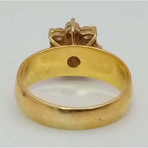 198 - An 18 K yellow gold cluster ring with diamonds (0.75 carats). Ring size: M1/2, weight: 4.9 g.