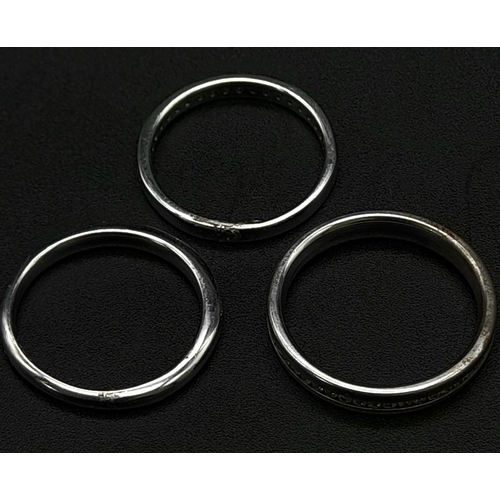 240 - STERLING SILVER SET OF 3 STONE SET RINGS SIZES L, M & O. 6.2G