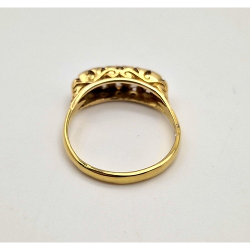 114 - An 18 K yellow gold, vintage diamond (0.50 carats) ring. Size: P, weight: 3.2 g.