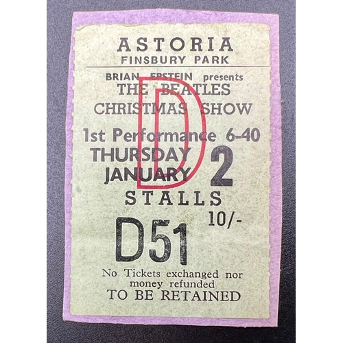 56 - The BEATLES Christmas show programme and ticket from Thursday, January 2nd at the Astoria, Finsbury ... 