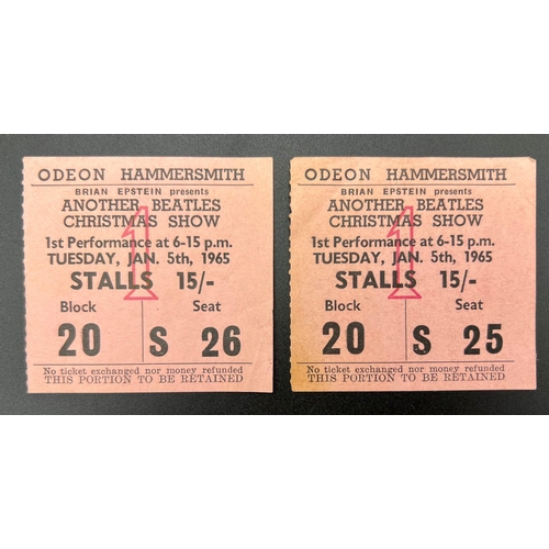 63 - BEATLES Christmas show programme and two tickets from Tuesday, January 5th at the Odeon, Hammersmith... 