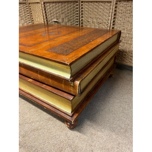 101 - A Vintage Maitland Smith Stacked Book-Style Coffee Table with Three Drawers. Width 28 inches. Length... 