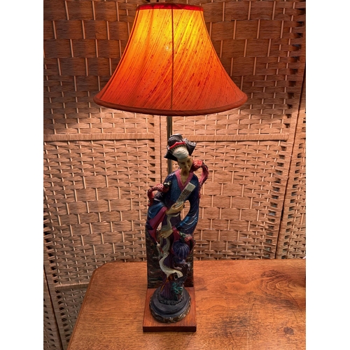 192 - A Pair of Asian Inspired Ceramic Table Lamps. Male and Female lamps, probably a custom-made conversi... 