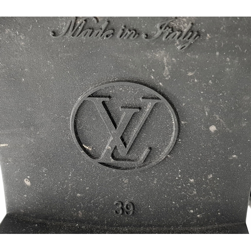 A Pair of Louis Vuitton Women's Black Rubber Wellington Boots. Size 39. In  good condition but please