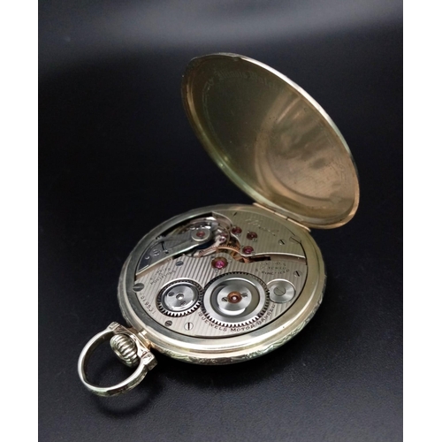 150 - An Antique Rare Art Deco Style Illinois 14k Gold Pocket Watch. A. Lincoln, 19 jewel movement and a t... 