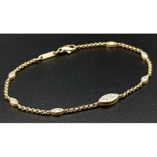 108 - A Chopard 18k Gold and Diamond Bracelet. 18cm. 5.38g total weight. Ref: 11748