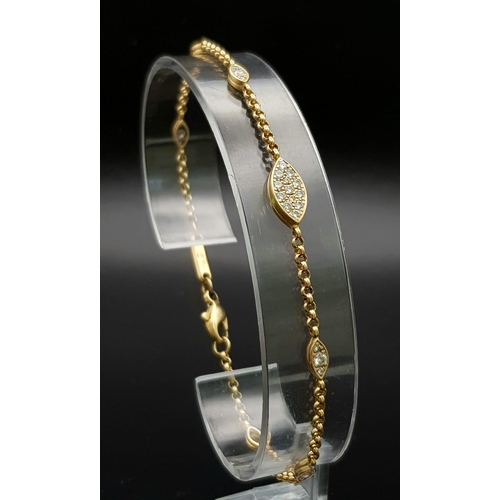 108 - A Chopard 18k Gold and Diamond Bracelet. 18cm. 5.38g total weight. Ref: 11748