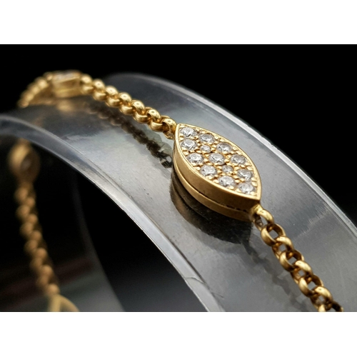 108 - A Chopard 18k Gold and Diamond Bracelet. 18cm. 5.38g total weight. Ref: 11748