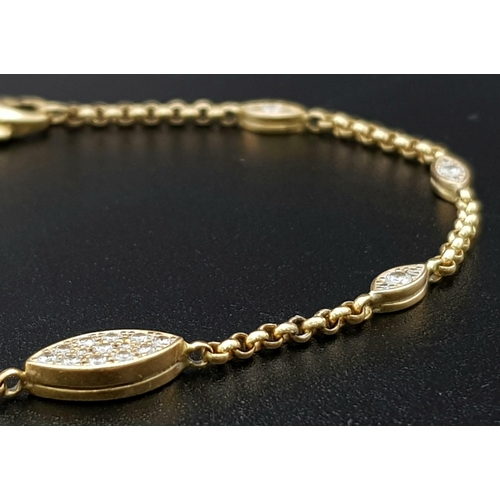 108 - A Chopard 18k Gold and Diamond Bracelet. 18cm. 5.38g total weight. Ref: 11748