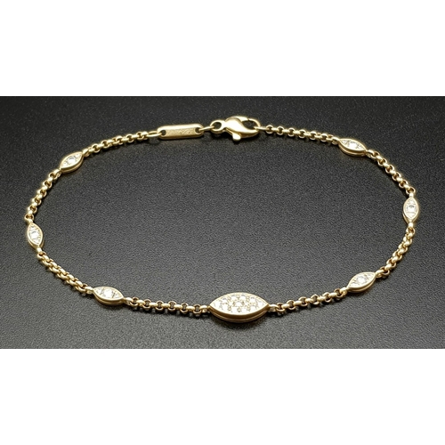 108 - A Chopard 18k Gold and Diamond Bracelet. 18cm. 5.38g total weight. Ref: 11748