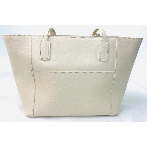 2 - A Ralph Lauren Cream Leather Handbag. Two exterior flaps. Zipped inner compartment. 36cm width. 26cm... 