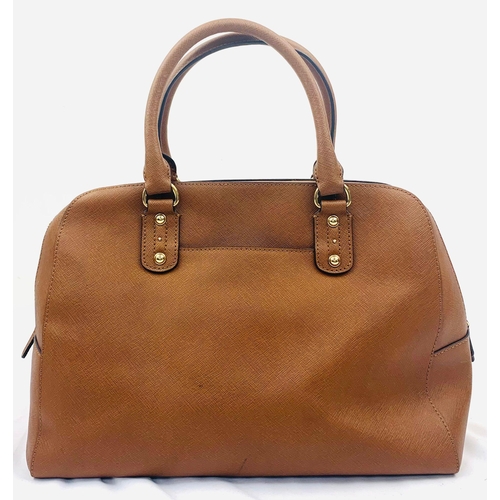 229 - A Michael Kors Brown Mid-Size Leather Shoulder Bag. Textured finish with gilded touches. Comes with ... 