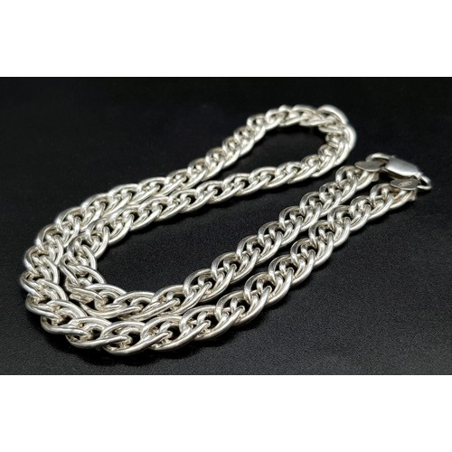 1700 - An Intricate Circular 925 Silver Link Necklace. 42cm. 51g total weight.