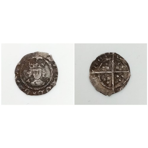 136 - An Edward IV 2nd Reign Silver Halfpence Hammered Coin. London Mint. Trefoils by neck. S2068. Please ... 