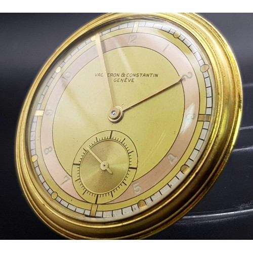 157 - A Rare 18K Gold 1936 Art Deco Vacheron and Constantin Pocket Watch. Copper and gold coloured dial wi... 