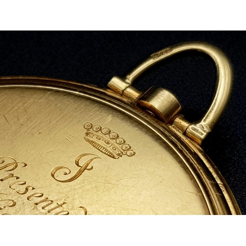 157 - A Rare 18K Gold 1936 Art Deco Vacheron and Constantin Pocket Watch. Copper and gold coloured dial wi... 