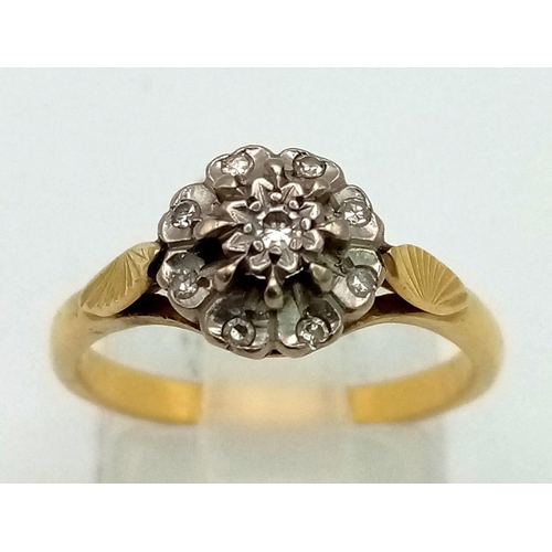 547 - A Vintage 15K Yellow Gold Old Cut Diamond Ring. Size L 1/2.
3.61g total weight.